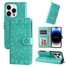 Load image into Gallery viewer, Embossed Sunflower Leather Phone Case, For iPhone 15 Pro Max, For iPhone 15 Pro, For iPhone 15 Plus, For iPhone 15