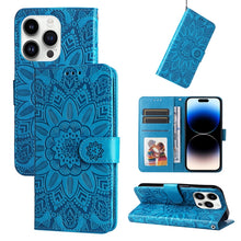 Load image into Gallery viewer, Embossed Sunflower Leather Phone Case, For iPhone 15 Pro Max, For iPhone 15 Pro, For iPhone 15 Plus, For iPhone 15