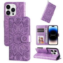 Load image into Gallery viewer, Embossed Sunflower Leather Phone Case, For iPhone 15 Pro Max, For iPhone 15 Pro, For iPhone 15 Plus, For iPhone 15