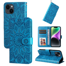Load image into Gallery viewer, Embossed Sunflower Leather Phone Case, For iPhone 15 Pro Max, For iPhone 15 Pro, For iPhone 15 Plus, For iPhone 15