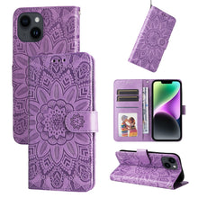 Load image into Gallery viewer, Embossed Sunflower Leather Phone Case, For iPhone 15 Pro Max, For iPhone 15 Pro, For iPhone 15 Plus, For iPhone 15