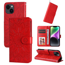 Load image into Gallery viewer, Embossed Sunflower Leather Phone Case, For iPhone 15 Pro Max, For iPhone 15 Pro, For iPhone 15 Plus, For iPhone 15