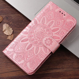 Embossed Sunflower Leather Phone Case, For iPhone 18 Pro / 17 Pro, For iPhone 18 Pro Max / 17 Pro Max, For iPhone 17e / 16e, For iPhone 17, For iPhone Air, For iPhone 16 Pro Max, For iPhone 16 Pro, For iPhone 16 Plus, For iPhone 16