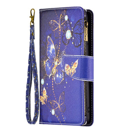 Colored Drawing Pattern Zipper Phone Leather Case, For iPhone 15 Plus, For iPhone 15