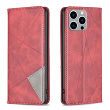 Load image into Gallery viewer, Rhombus Texture Magnetic Leather Phone Case, For iPhone 15 Pro Max, For iPhone 15 Pro, For iPhone 15 Plus, For iPhone 15