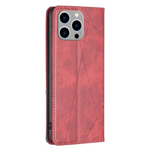 Load image into Gallery viewer, Rhombus Texture Magnetic Leather Phone Case, For iPhone 15 Pro Max, For iPhone 15 Pro, For iPhone 15 Plus, For iPhone 15