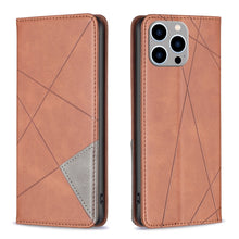 Load image into Gallery viewer, Rhombus Texture Magnetic Leather Phone Case, For iPhone 15 Pro Max, For iPhone 15 Pro, For iPhone 15 Plus, For iPhone 15