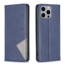 Load image into Gallery viewer, Rhombus Texture Magnetic Leather Phone Case, For iPhone 15 Pro Max, For iPhone 15 Pro, For iPhone 15 Plus, For iPhone 15