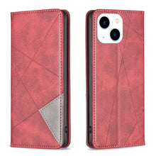 Load image into Gallery viewer, Rhombus Texture Magnetic Leather Phone Case, For iPhone 15 Pro Max, For iPhone 15 Pro, For iPhone 15 Plus, For iPhone 15