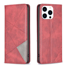 Load image into Gallery viewer, Rhombus Texture Magnetic Leather Phone Case, For iPhone 17 Pro Max, For iPhone 17 Pro, For iPhone 17, For iPhone Air, For iPhone 16 Pro Max, For iPhone 16 Pro, For iPhone 16 Plus, For iPhone 16