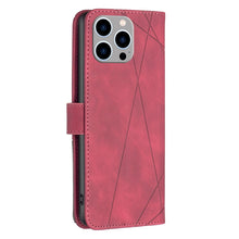 Load image into Gallery viewer, Magnetic Buckle Rhombus Texture Leather Phone Case, For iPhone 15 Pro Max, For iPhone 15 Pro, For iPhone 15 Plus, For iPhone 15
