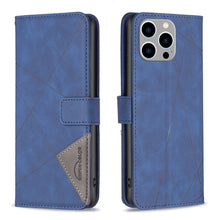 Load image into Gallery viewer, Magnetic Buckle Rhombus Texture Leather Phone Case, For iPhone 15 Pro Max, For iPhone 15 Pro, For iPhone 15 Plus, For iPhone 15