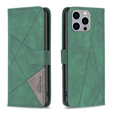 Load image into Gallery viewer, Magnetic Buckle Rhombus Texture Leather Phone Case, For iPhone 15 Pro Max, For iPhone 15 Pro, For iPhone 15 Plus, For iPhone 15