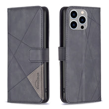 Load image into Gallery viewer, Magnetic Buckle Rhombus Texture Leather Phone Case, For iPhone 15 Pro Max, For iPhone 15 Pro, For iPhone 15 Plus, For iPhone 15