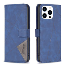Load image into Gallery viewer, Magnetic Buckle Rhombus Texture Leather Phone Case, For iPhone 15 Pro Max, For iPhone 15 Pro, For iPhone 15 Plus, For iPhone 15