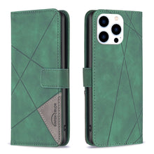 Load image into Gallery viewer, Magnetic Buckle Rhombus Texture Leather Phone Case, For iPhone 15 Pro Max, For iPhone 15 Pro, For iPhone 15 Plus, For iPhone 15