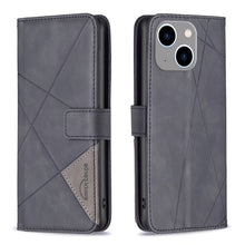Load image into Gallery viewer, Magnetic Buckle Rhombus Texture Leather Phone Case, For iPhone 15 Pro Max, For iPhone 15 Pro, For iPhone 15 Plus, For iPhone 15