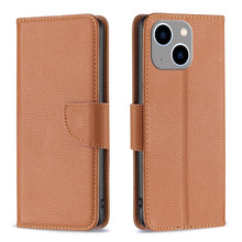 Load image into Gallery viewer, Litchi Texture Pure Color Flip Leather Phone Case, For iPhone 15 Plus, For iPhone 15