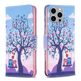 Colored Drawing Pattern Flip Leather Phone Case, For iPhone 15 Pro Max, For iPhone 15 Pro, For iPhone 15 Plus, For iPhone 15