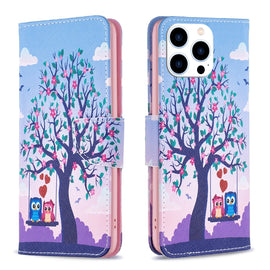 Colored Drawing Pattern Flip Leather Phone Case, For iPhone 16 Pro Max, For iPhone 16 Pro, For iPhone 16 Plus, For iPhone 16