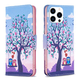 Colored Drawing Pattern Flip Leather Phone Case, For iPhone 16 Pro Max, For iPhone 16 Pro, For iPhone 16 Plus, For iPhone 16