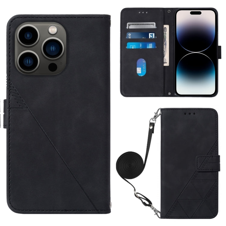 Crossbody 3D Embossed Flip Leather Phone Case, For iPhone 16, For iPhone 15 Pro Max, For iPhone 15 Pro, For iPhone 15 Plus, For iPhone 15, For iPod Touch 7 / 6 / 5