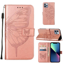 Load image into Gallery viewer, Embossed Butterfly Leather Phone Case, For iPhone 16 Pro, For iPhone 16 Plus, For iPhone 16, For iPhone 15 Pro Max, For iPhone 15 Pro, For iPhone 15 Plus