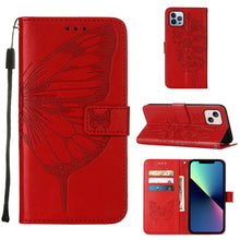 Load image into Gallery viewer, Embossed Butterfly Leather Phone Case, For iPhone 15, For iPod Touch 7 / 6 / 5
