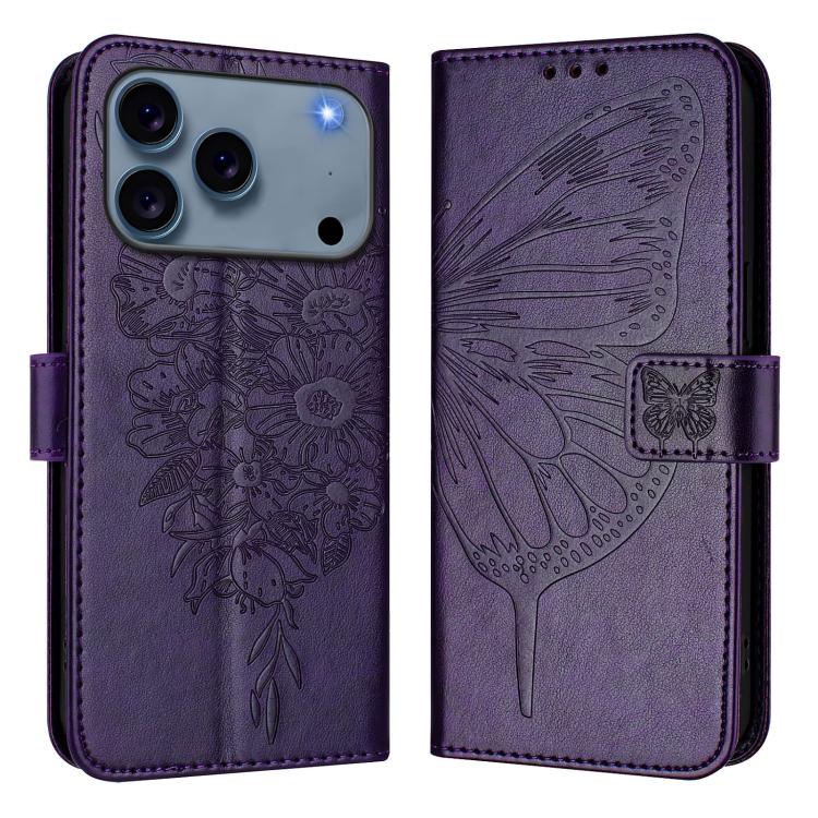 Embossed Butterfly Leather Phone Case, For iPhone 18 Pro / 17 Pro, For iPhone 18 Pro Max / 17 Pro Max, For iPhone 17e / 16e, For iPhone 17, For iPhone Air, For iPhone 16 Pro Max