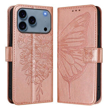 Load image into Gallery viewer, Embossed Butterfly Leather Phone Case, For iPhone 17e / 16e, For iPhone 17 Pro Max, For iPhone 17 Pro, For iPhone 17, For iPhone Air, For iPhone 16 Pro Max