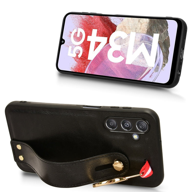 Wristband Leather Back Phone Case, For Samsung Galaxy M34 5G, For Samsung Galaxy Z Fold4, For Samsung Galaxy A05s 4G, For Samsung Galaxy S24 Ultra 5G, For Samsung Galaxy S23 FE 5G, For Samsung Galaxy S24+ 5G, For Samsung Galaxy Z Flip4                 ...