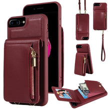 Load image into Gallery viewer, Crossbody Lanyard Zipper Wallet Leather Phone Case, For iPhone XS Max, For iPhone 7 Plus / 8 Plus