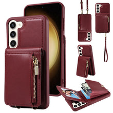 Load image into Gallery viewer, Crossbody Lanyard Zipper Wallet Leather Phone Case