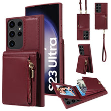 Load image into Gallery viewer, Crossbody Lanyard Zipper Wallet Leather Phone Case