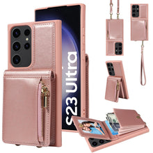 Load image into Gallery viewer, Crossbody Lanyard Zipper Wallet Leather Phone Case