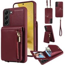 Load image into Gallery viewer, Crossbody Lanyard Zipper Wallet Leather Phone Case