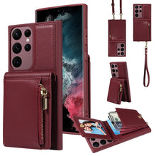 Load image into Gallery viewer, Crossbody Lanyard Zipper Wallet Leather Phone Case