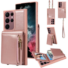 Load image into Gallery viewer, Crossbody Lanyard Zipper Wallet Leather Phone Case