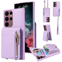 Load image into Gallery viewer, Crossbody Lanyard Zipper Wallet Leather Phone Case