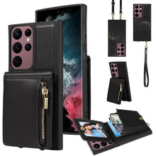 Load image into Gallery viewer, Crossbody Lanyard Zipper Wallet Leather Phone Case