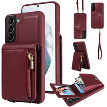 Load image into Gallery viewer, Crossbody Lanyard Zipper Wallet Leather Phone Case