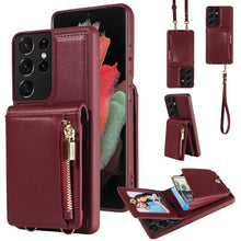 Load image into Gallery viewer, Crossbody Lanyard Zipper Wallet Leather Phone Case