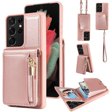 Load image into Gallery viewer, Crossbody Lanyard Zipper Wallet Leather Phone Case