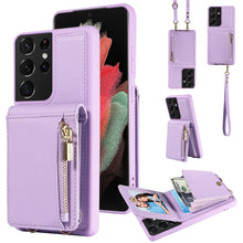 Load image into Gallery viewer, Crossbody Lanyard Zipper Wallet Leather Phone Case