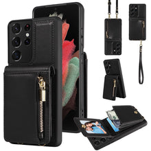 Load image into Gallery viewer, Crossbody Lanyard Zipper Wallet Leather Phone Case
