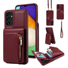 Load image into Gallery viewer, Crossbody Lanyard Zipper Wallet Leather Phone Case