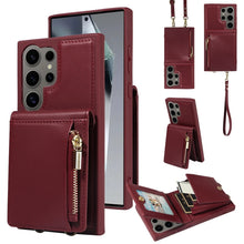 Load image into Gallery viewer, Crossbody Lanyard Zipper Wallet Leather Phone Case