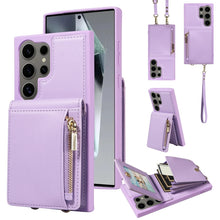 Load image into Gallery viewer, Crossbody Lanyard Zipper Wallet Leather Phone Case