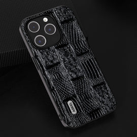ABEEL Genuine Leather Mahjong Pattern Black Edge Phone Case, For iPhone 15 Pro Max, For iPhone 15 Pro, For iPhone 15 Plus, For iPhone 15