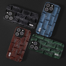 Load image into Gallery viewer, ABEEL Genuine Leather Mahjong Pattern Black Edge Phone Case, For iPhone 15 Pro Max, For iPhone 15 Pro, For iPhone 15 Plus, For iPhone 15